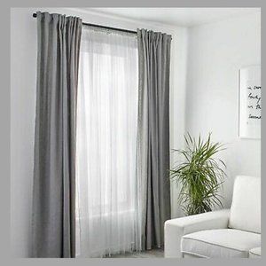 NIP New IKEA VIVAN Gray Pair Curtain Panels  57” x 98.5” Cotton Blend